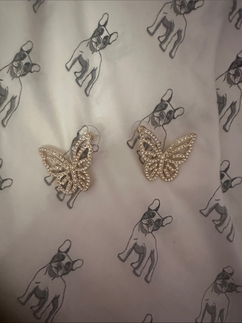 Gold Crystal Butterfly Stud Earrings - Women Jewelry